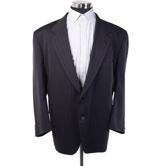 BOTANY 500 Navy Blue striped blazer jacket sport 2 Button Jakcet coat Size 50 - Picture 2 of 12